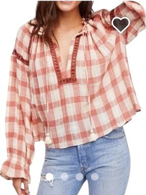 **NWT** Free People Honey Grove Plaid Top